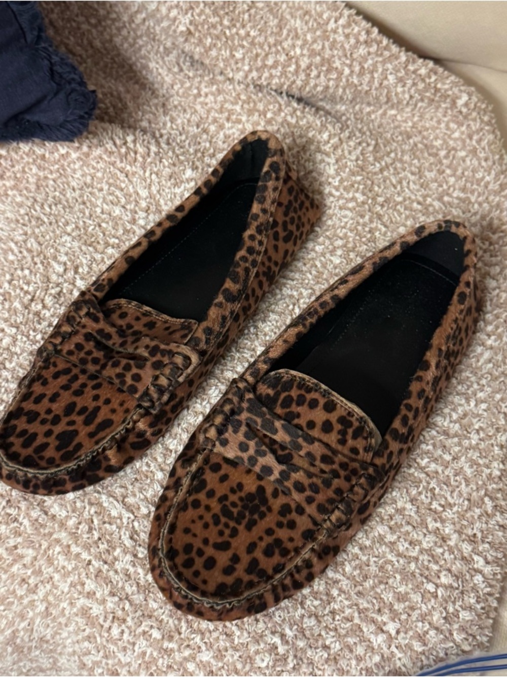 H&M Leopard Print Penny Loafers in Brown and Black